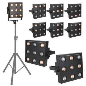 LIGHT4ME SUN PANEL blinder halogenowy oświetlenie sceniczne retro vintage DMX 9x35W WW GU10 ciepła biel uchwyt montażowy matrix