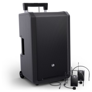 LD Systems ANNY® 12 przenośna kolumna akumulatorowa z bluetooth zestaw przenośny 2x mikrofon naglowny (1)