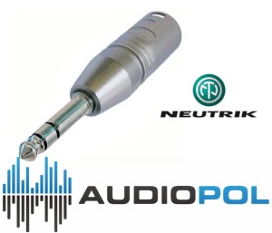 Neutrik NA3MP Przejściówka wtyk XLR- wtyk duży jack stereo 6,3mm